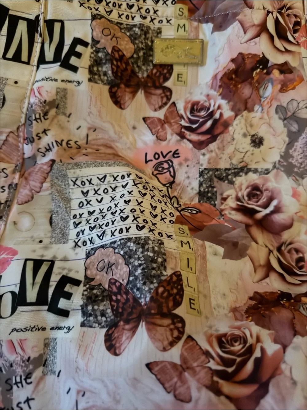 Betsey Johnson Floral Patchwork Tote Bag in Pink/Brown